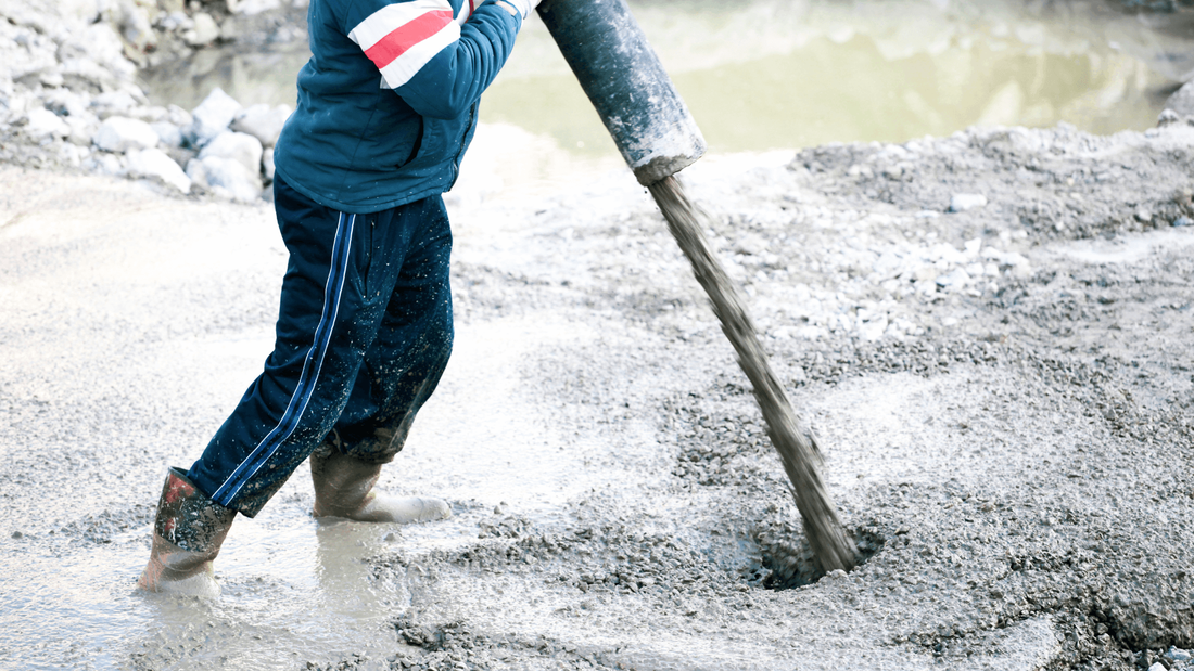 Pouring a large amount of concrete